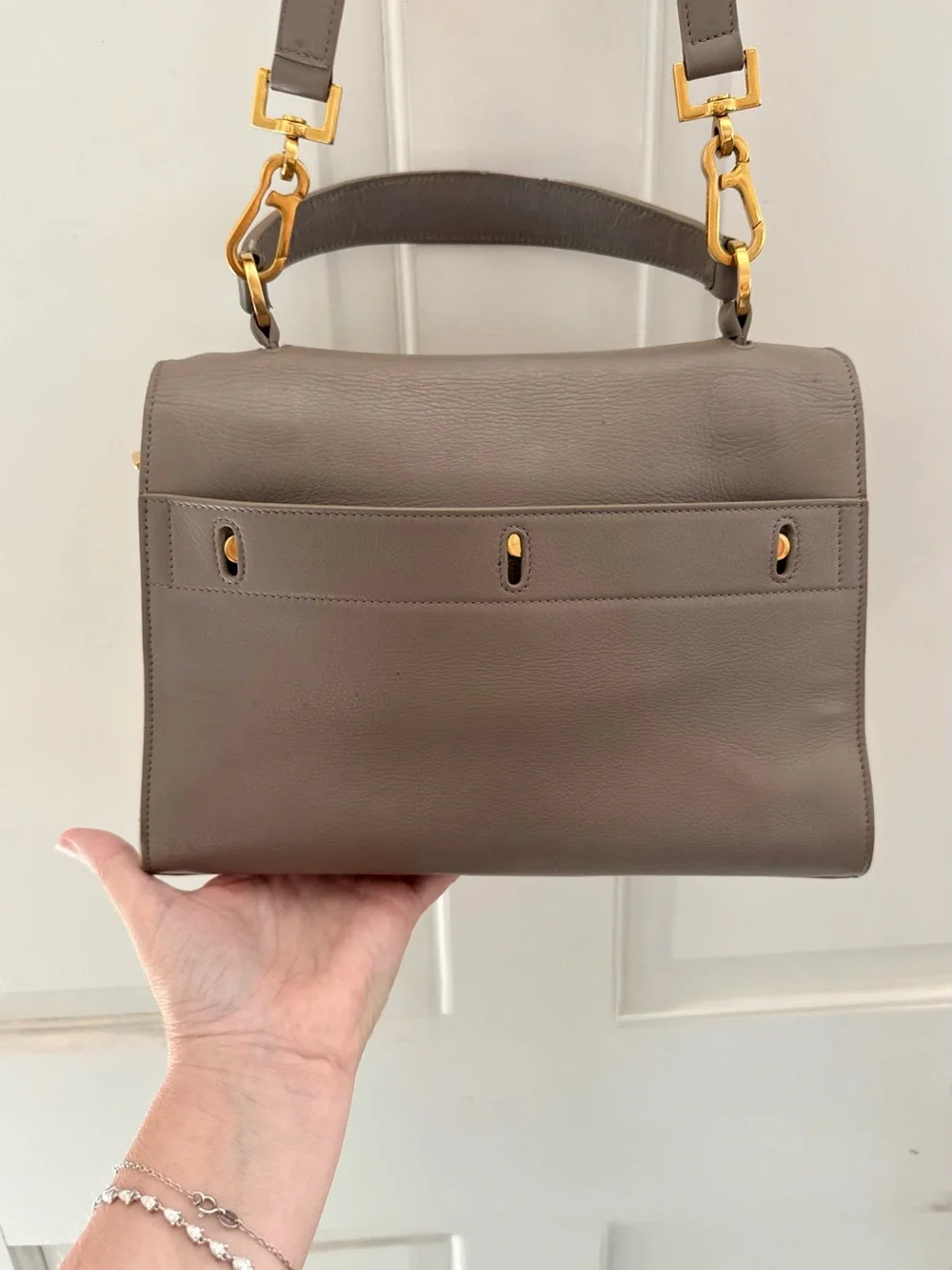 Saint Laurent  -TAUPE -Muse Leather Top-Handle Satchel /Crossbody with GHW
